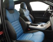 Range Rover Evoque, Alba nappa zwart en buffalino blauw voorstoelen