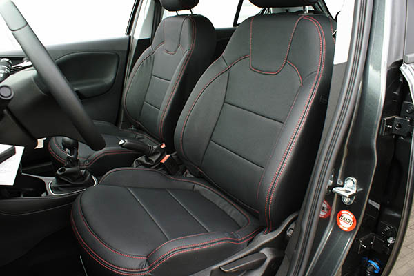 Opel Corsa, Alba eco-leather®®®®®® zwart met rood stiksel voorstoelen