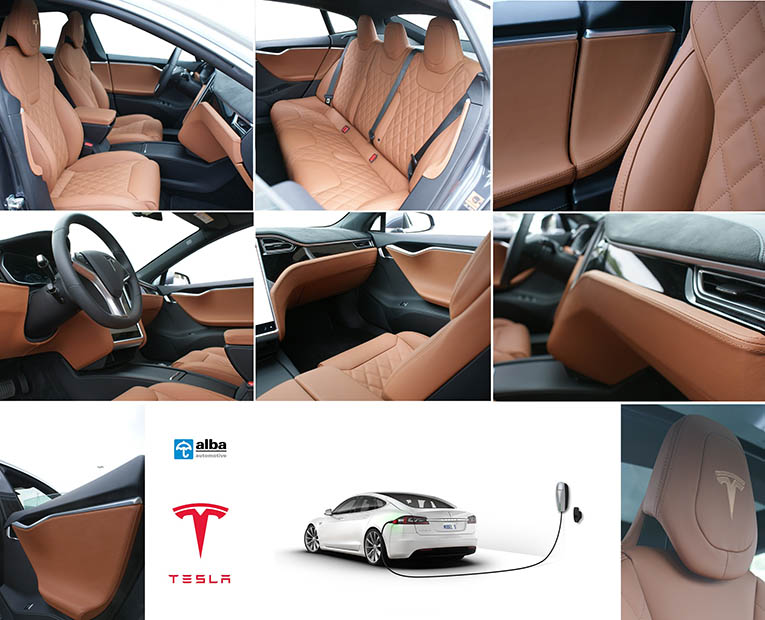 Opvallendste interieur Tesla Model S 100D, Alba Cognac nappa leder