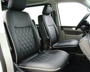 VW Transporter T6 alba eco-leather antraciet eco-suede zwart speciaal design Voorstoelen