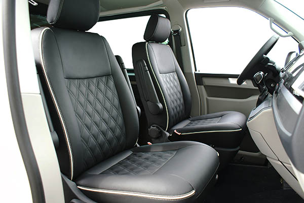 VW Transporter T6 alba eco-leather antraciet eco-suede zwart speciaal design Voorstoelen