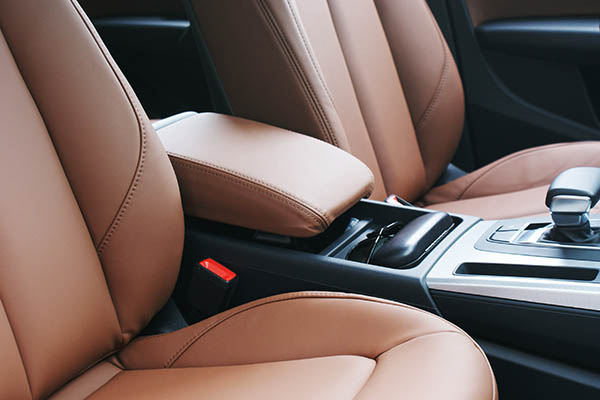Audi Q5, Alba Kaneel Bruin Nappa Leder Detail Voorstoelen