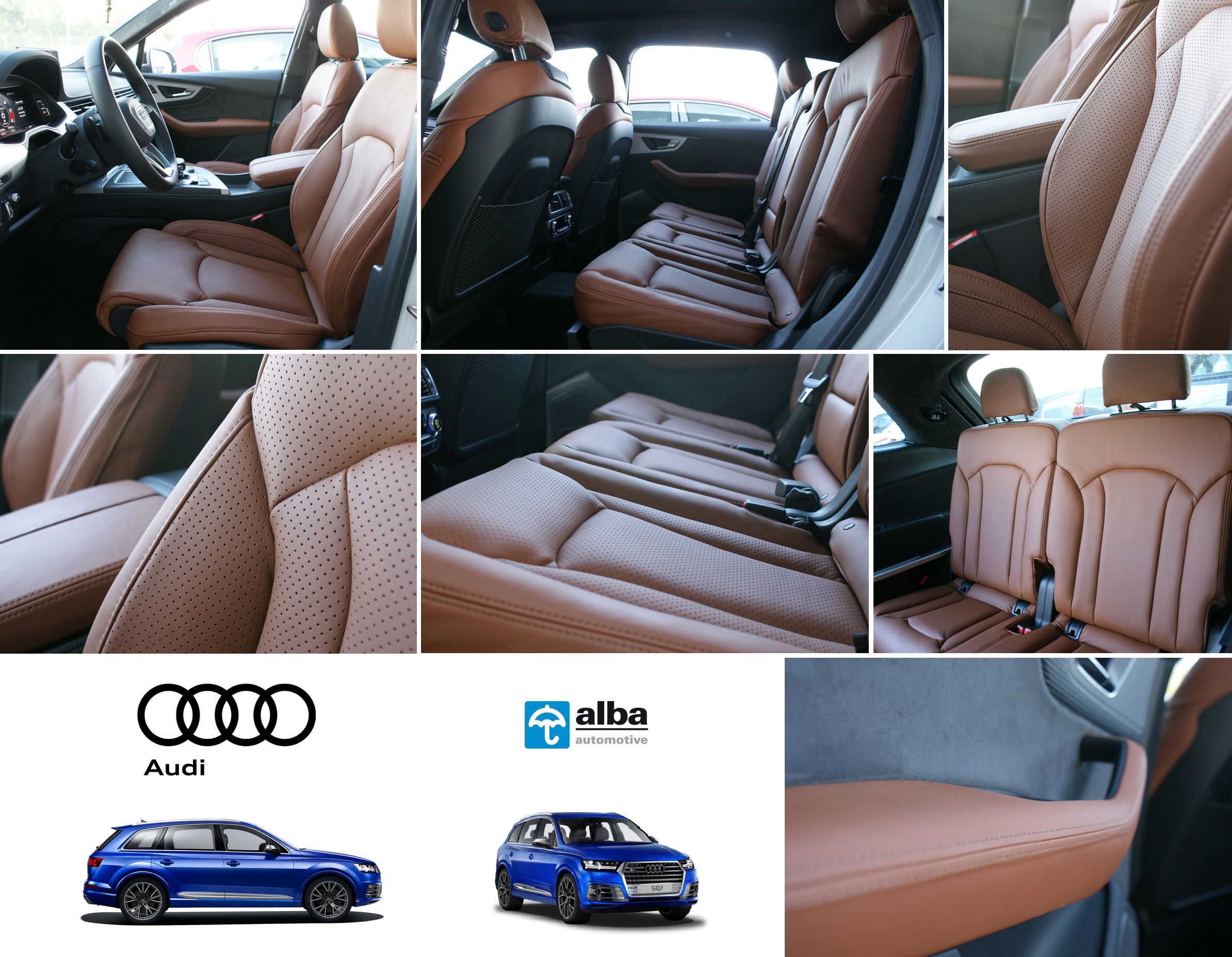 Audi SQ7 Alba Valcona Cognac Nappa Leder inbouw