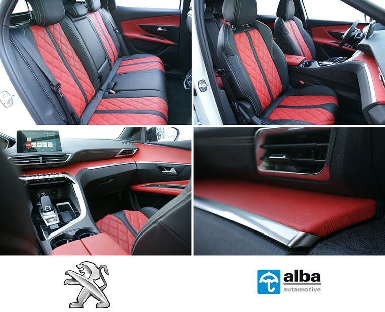 Peugeot 3008 Alba Rood Zwart Buffalino Leder interieur compilatiefoto