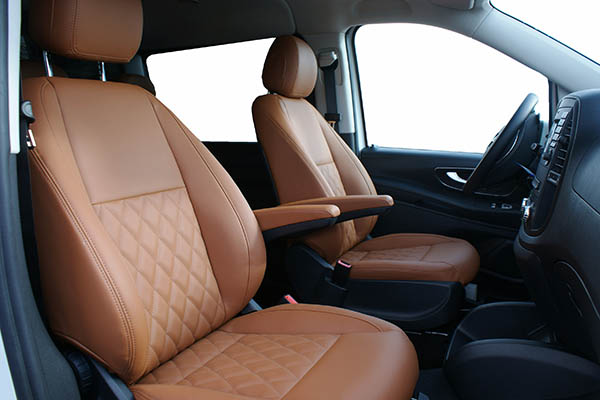 Mercedes Benz Vito Alba eco-nappa cognac met diamond stiksel voorstoelen