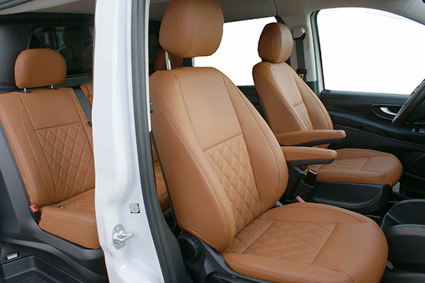 Mercedes Benz Vito Alba eco-nappa cognac met diamond stiksel interieur inbouw