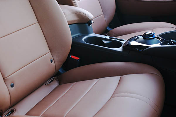 Nissan Leaf Alba Buffalino Leder Kaneel Bruin Interieur Voorstoelen Detail