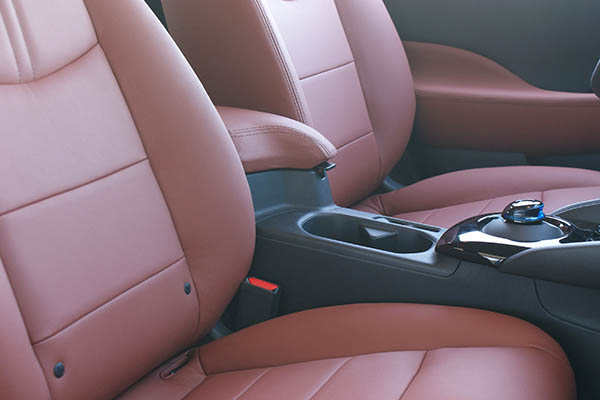 Nissan Leaf Alba buffalino leder mustang bruin voorstoelen detail