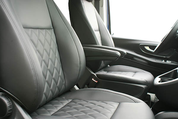 Mercedes Benz Vito Alba eco-nappa Zwart leder interieur inbouw Diamond Voorstoelen