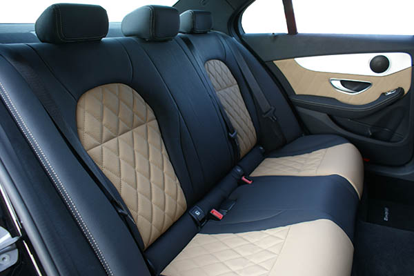 Mercedes Benz C-Klasse W205 Alba eco-leather®®®®®® Zwart Beige Diamond Logo Achterbank