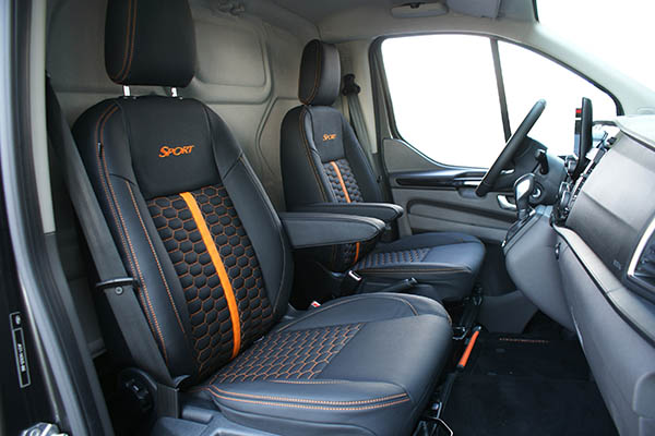 Ford Transit Custom Alba Eco-leather Zwart Honingraat Voorstoelen